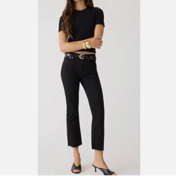 J. Crew 9" Black Demi Boot Crop with Frayed Hem - Size 29P - Picture 1 of 11